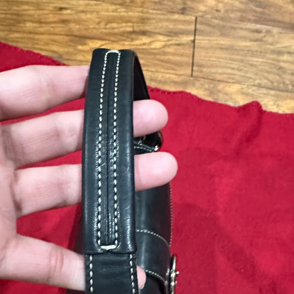 Coach Black Leather Shoulder Bag with Stitching - Picture 9 of 12